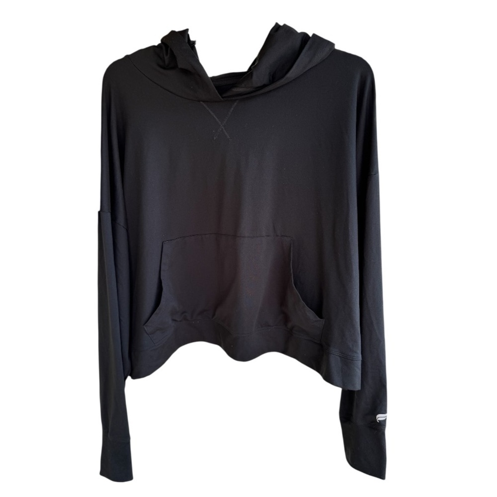 Fabletics Black Cloud Jersey Cropped Hoodie XXL 1X Buttery Soft Eco Casual